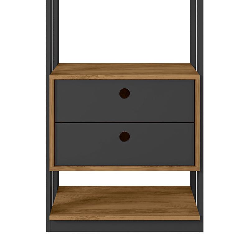 Guarda Roupa Modulado Closet Titan 2 Gavetas Preto Velluto/Freijó - PR Móveis