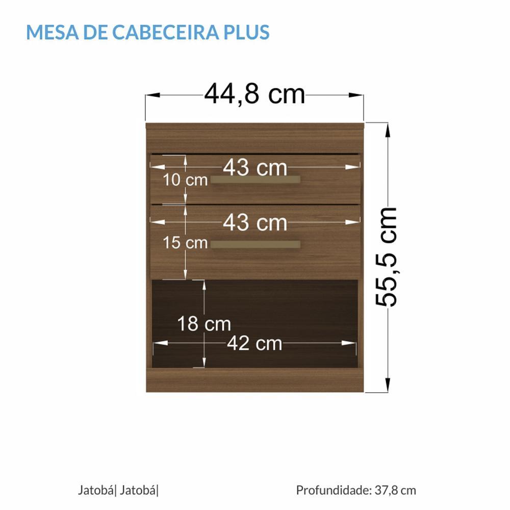 Mesa de Cabeceira Plus 2 Gavetas Jatobá - PR Móveis