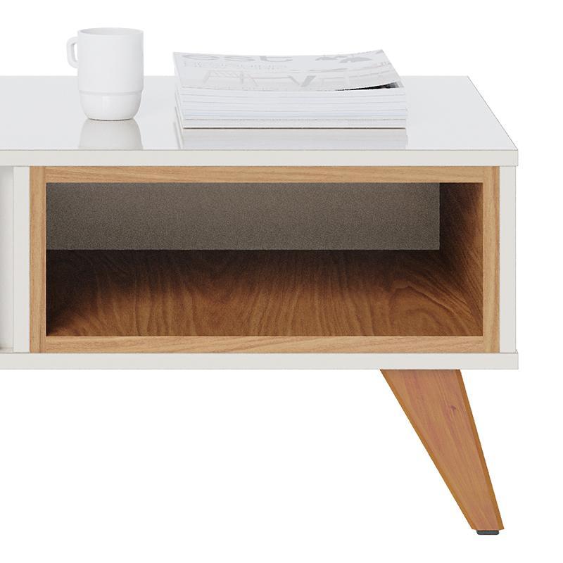 Mesa de Centro Jeri Ripada Off White/Freijó - PR Móveis