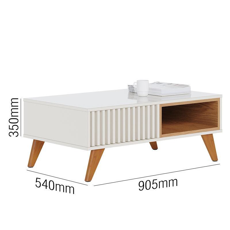 Mesa de Centro Jeri Ripada Off White/Freijó - PR Móveis