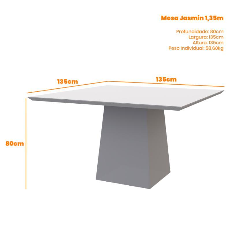 Mesa de Jantar Jasmin 135x135 Imbuia/Off White - PR Móveis