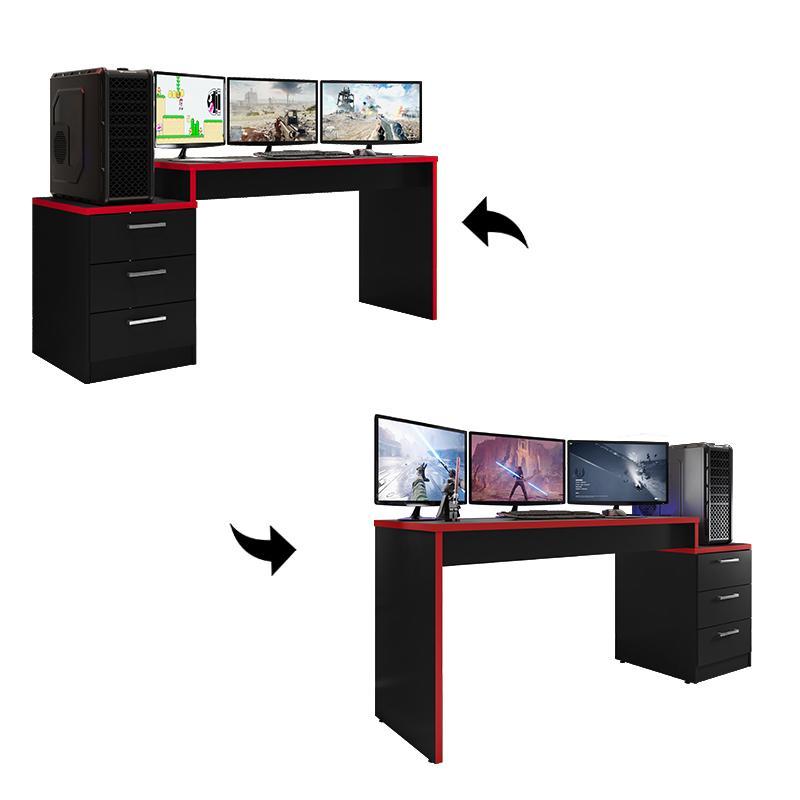 Mesa para Computador Desk Gamer DRX-5000 Preto/Vermelho - PR Móveis 