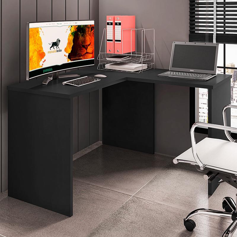 Mesa para Computador Escrivaninha Gávea em L Preto - PR Móveis 