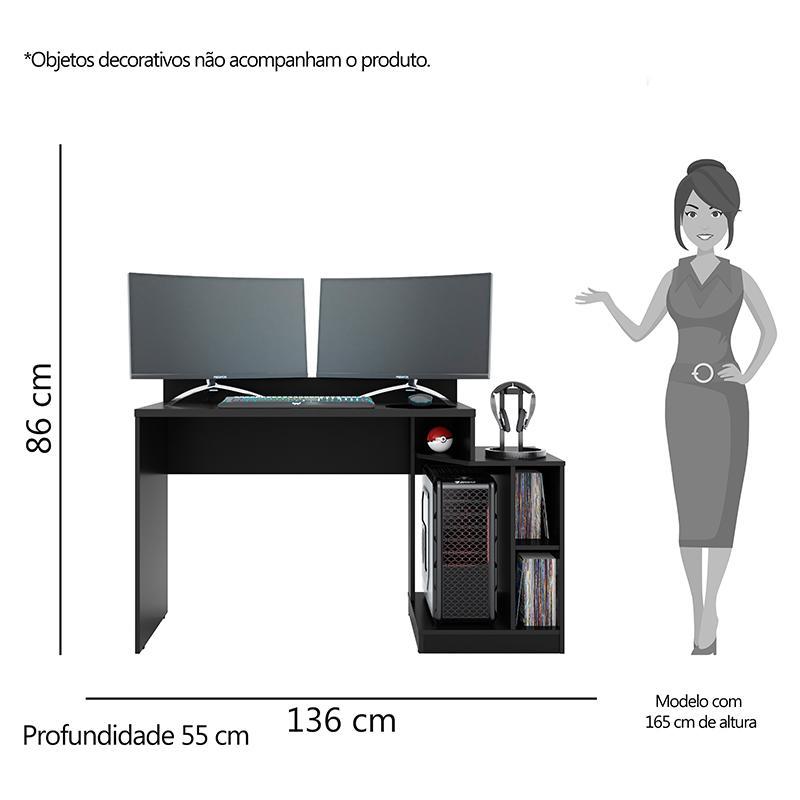 Mesa para Computador Gamer Play Preto - PR Móveis