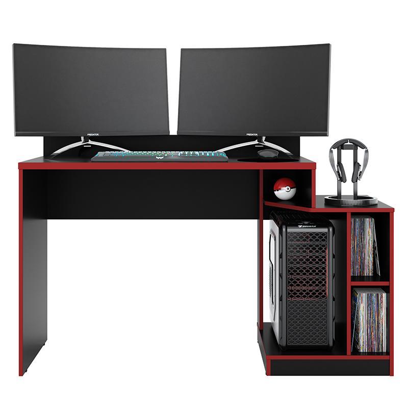 Mesa para Computador Gamer Play Preto/Vermelho - PR Móveis