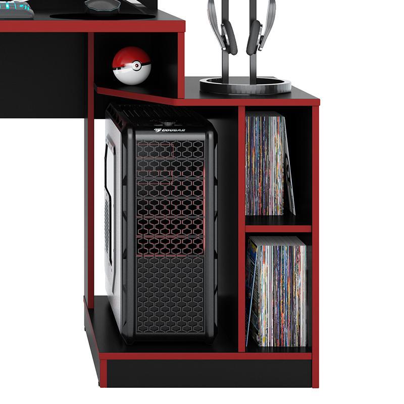 Mesa para Computador Gamer Play Preto/Vermelho - PR Móveis
