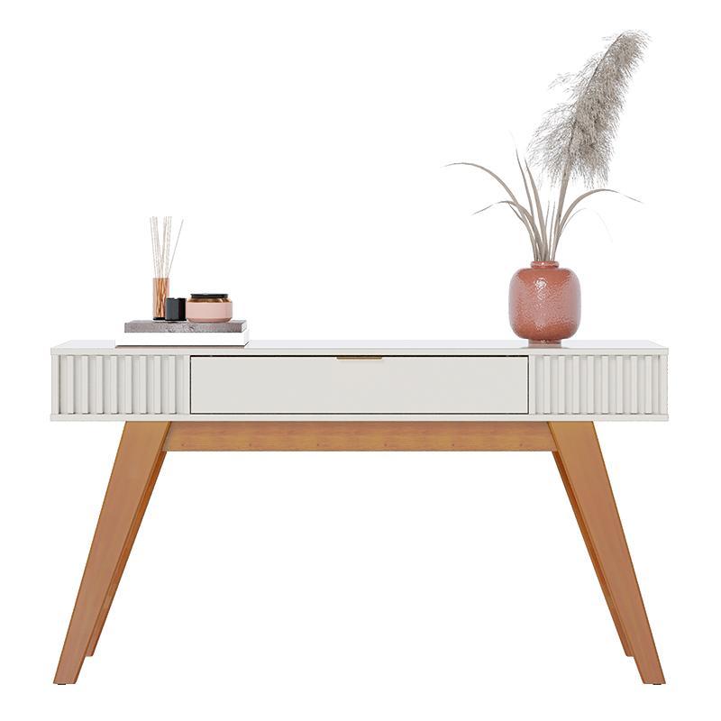 Sala de Estar com Aparador Rivieira e Mesa de Centro Jeri Off White/Freijó - PR Móveis