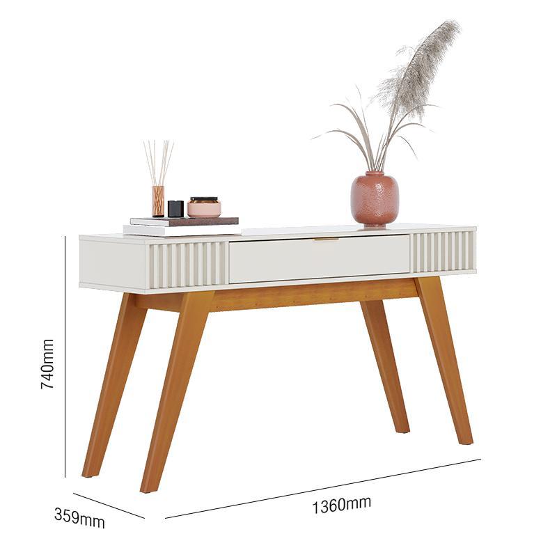 Sala de Estar com Aparador Rivieira e Mesa de Centro Jeri Off White/Freijó - PR Móveis