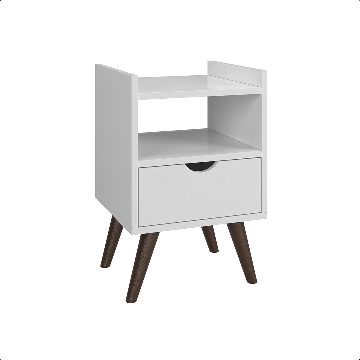 Mesa De Cabeceira Estilo Retrô Alice Para Quarto Branco Prado Moveis