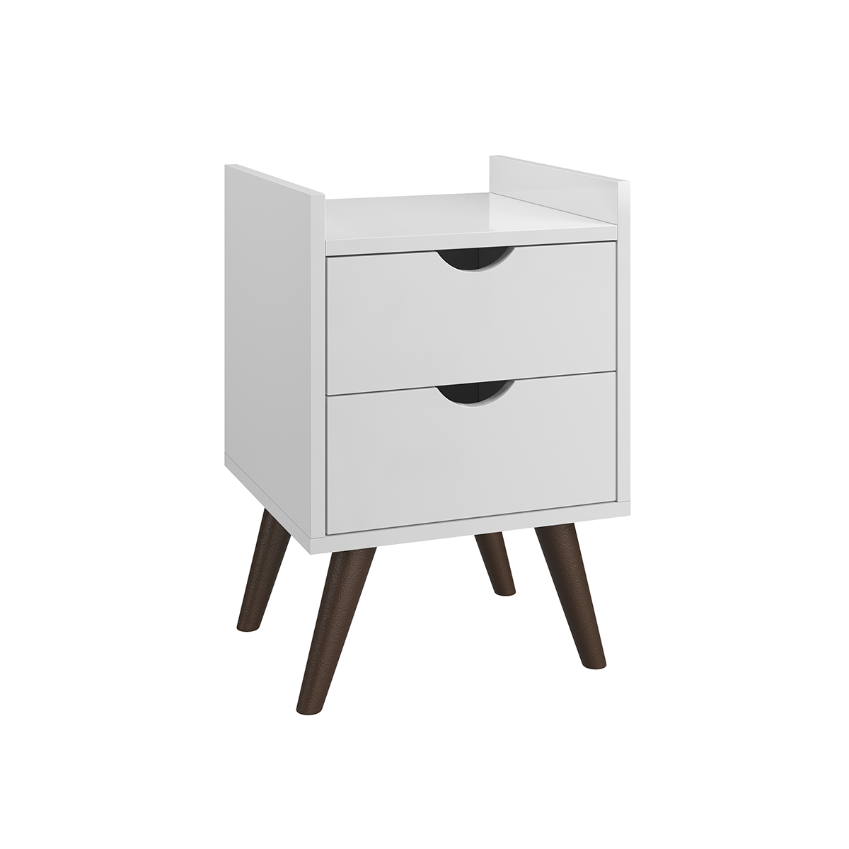 Mesa De Cabeceira Retrô Fantasy Para Quarto Com Prateleira Acabamento Brilhante Cor Branco