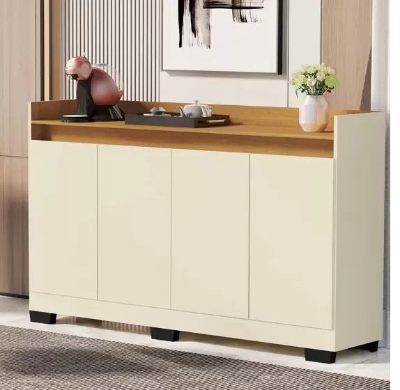 Aparador Buffet Pérola Espaçoso Moderno Com 4 Portas Para Sala Escritório Rl 
