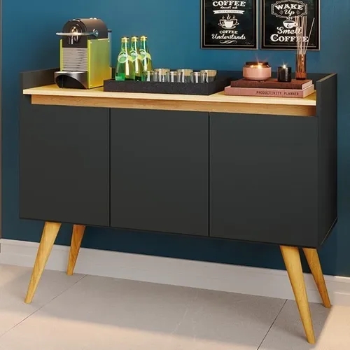 Aparador Buffet Retro Com 3 Portas Com Pés 1,10x0,81 para Sala De Estar Jantar Luxo Gd