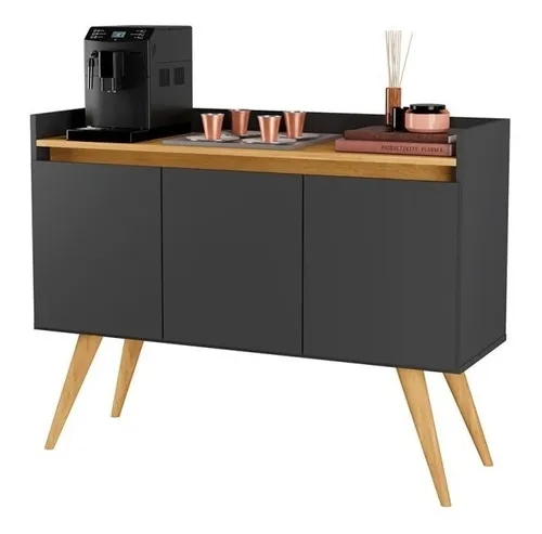 Aparador Buffet Retro Com 3 Portas Com Pés 1,10x0,81 para Sala De Estar Jantar Luxo Gd