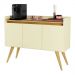 Aparador Buffet Retro Off White Com 3 Portas Com Pés 1,10x0,81 para Sala De Estar Jantar Luxo Gd
