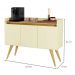Aparador Buffet Retro Off White Com 3 Portas Com Pés 1,10x0,81 para Sala De Estar Jantar Luxo Gd