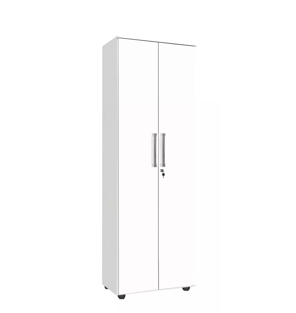 Armário Multiuso Branco com Chave Alto Espaçoso Para Escritório Quarto Com Chave 6 Nichos e 5 Prateleiras 1,90 altura CB