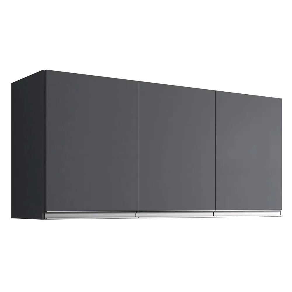 Armário Aéreo 3 Portas 120cm Debora Cinza - Pallazio