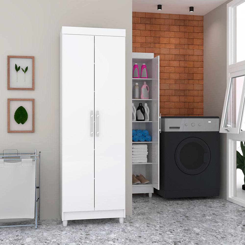 Armário Multiuso Lavanderia 02 Portas Aline Branco - Pallazio