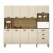 Armário de Cozinha Compacta 10 Portas e 2 Gavetas 222cm Sense Freijó/Vanilla - Pallazio