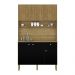 Armário de Cozinha Compacta 6 Portas e 1 Gaveta 111cm Veneza Ripado Freijó/Preto - Pallazio