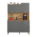 Armário de Cozinha Compacta 6 Portas e 1 Gaveta 121cm Florença Freijó/Grafite - Pallazio