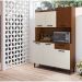 Armário de Cozinha Compacta 6 Portas e 1 Gaveta 121cm Florença Ripado Nogueira/Off White - Pallazio