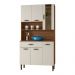 Armário de Cozinha Compacta 6 Portas e 1 Gaveta 90 cm Gold Nogueira/Off White - Pallazio