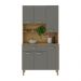 Armário de Cozinha Compacta 6 Portas e 1 Gaveta 90cm Baco Freijó/Grafite - Pallazio