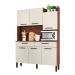 Armário de Cozinha Compacta 6 Portas e 2 Gavetas 132cm Silver Nogueira/Off White - Pallazio