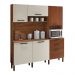 Armário de Cozinha Compacta 6 Portas e 2 Gavetas 180cm Dali Ripado Nogueira/Off White - Pallazio