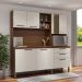 Armário de Cozinha Compacta 6 Portas e 3 Gavetas 182 cm Megan Nogueira/Off White - Pallazio
