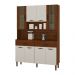Armário de Cozinha Compacta 8 Portas e 2 Gavetas 121cm Gold Ripado Nogueira/Off White - Pallazio
