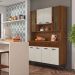 Armário de Cozinha Compacta 8 Portas e 2 Gavetas 121cm Gold Ripado Nogueira/Off White - Pallazio