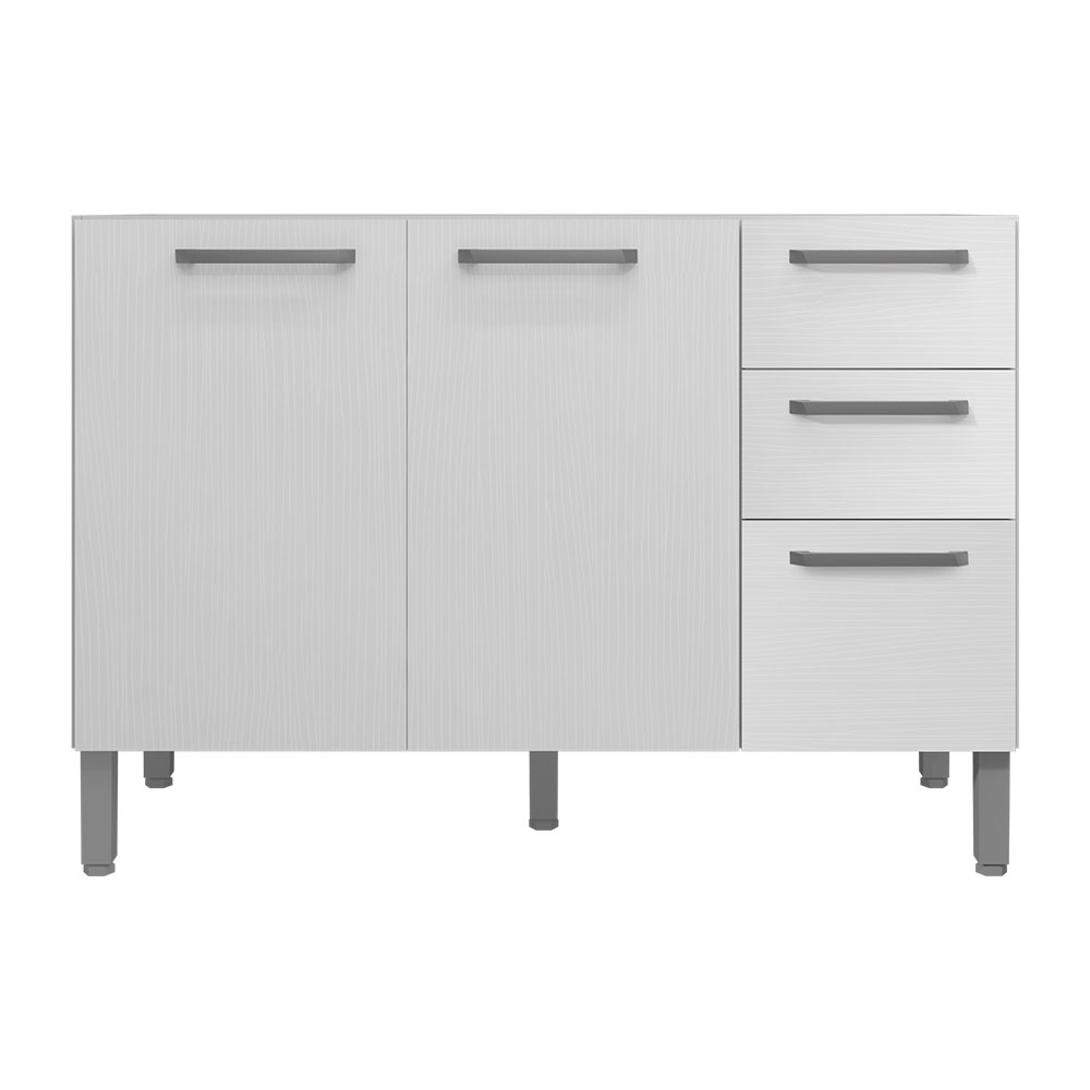 Balcão Gabinete para Cozinha 2 Portas e 3 Gavetas Tati Branco - Pallazio