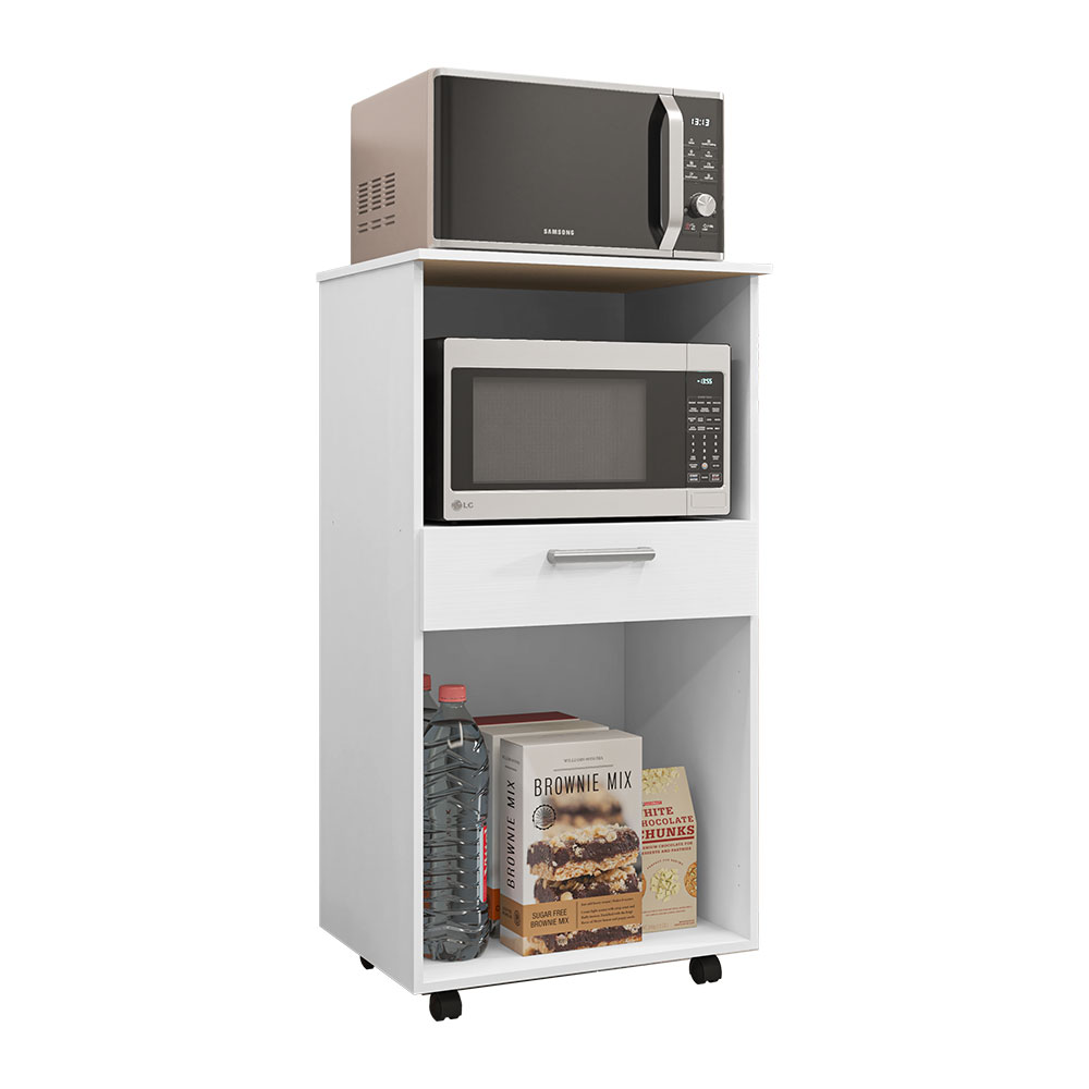 Balcão Multiuso para Forno Microondas 2 Portas e 1 Gavetão Duo Branco - Pallazio
