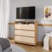 Cômoda Rack para Quarto 3 Gavetas Atlas Carvalho/Off White - Pallazio
