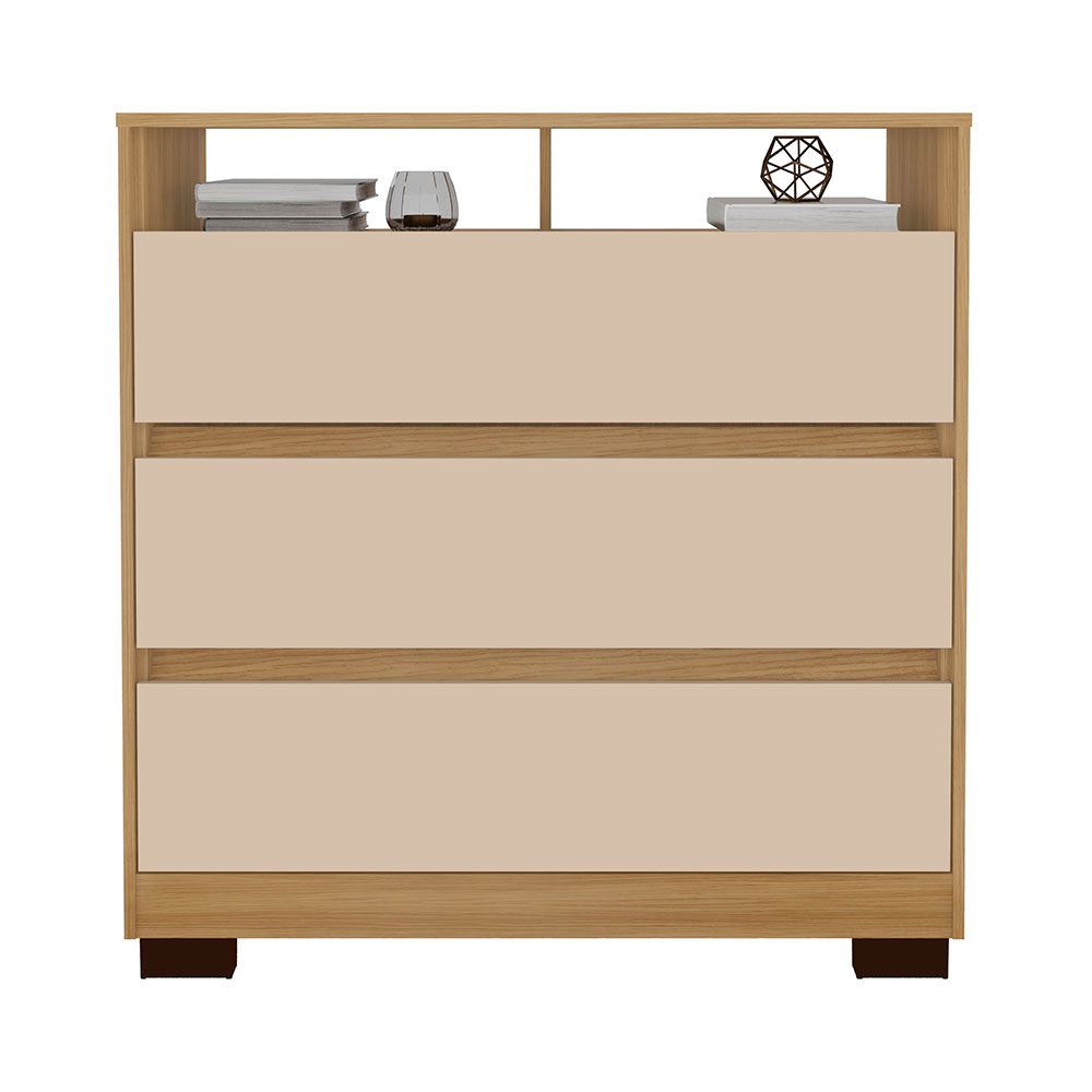 Cômoda Rack para Quarto 3 Gavetas Atlas Carvalho/Off White - Pallazio
