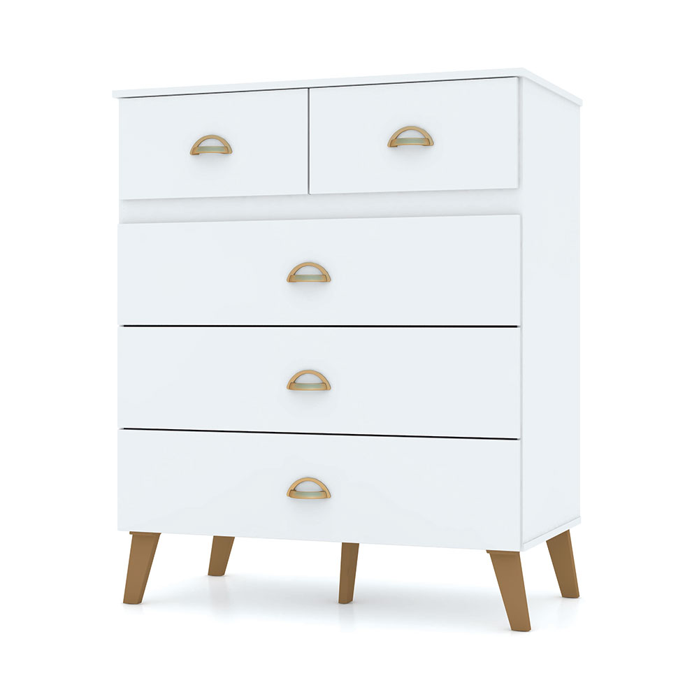 Cômoda para Quarto 05 Gavetas Milão Branco - Pallazio