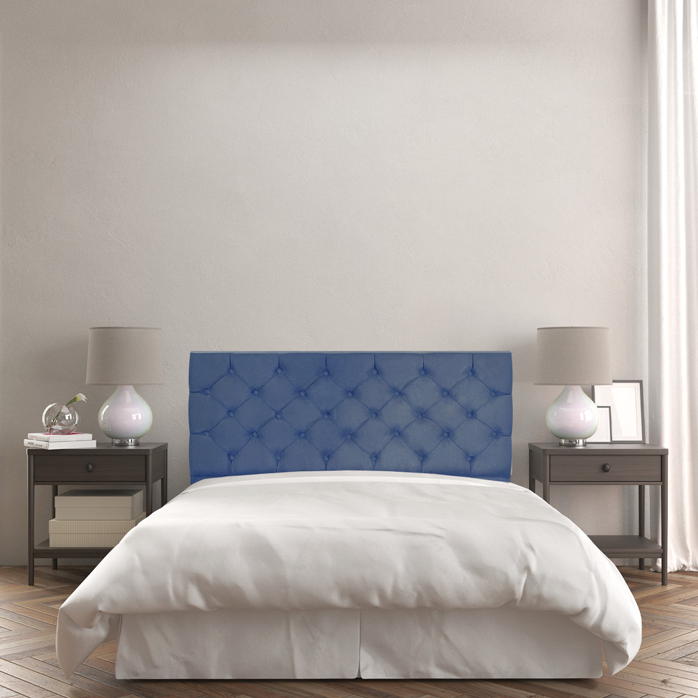Cabeceira Capitonê Casal 1,40m Jade Suede Azul Marinho - Pallazio