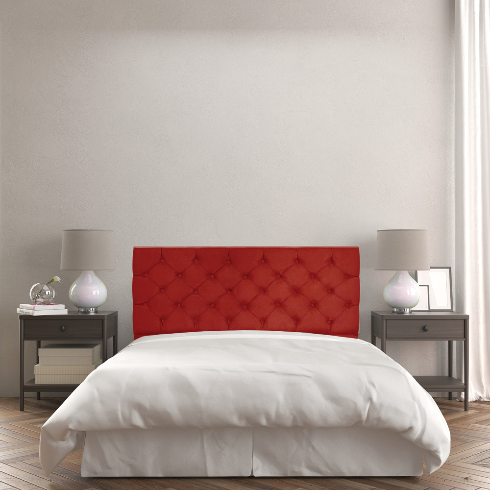 Cabeceira Capitonê Casal 1,40m Jade Suede Vermelho - Pallazio