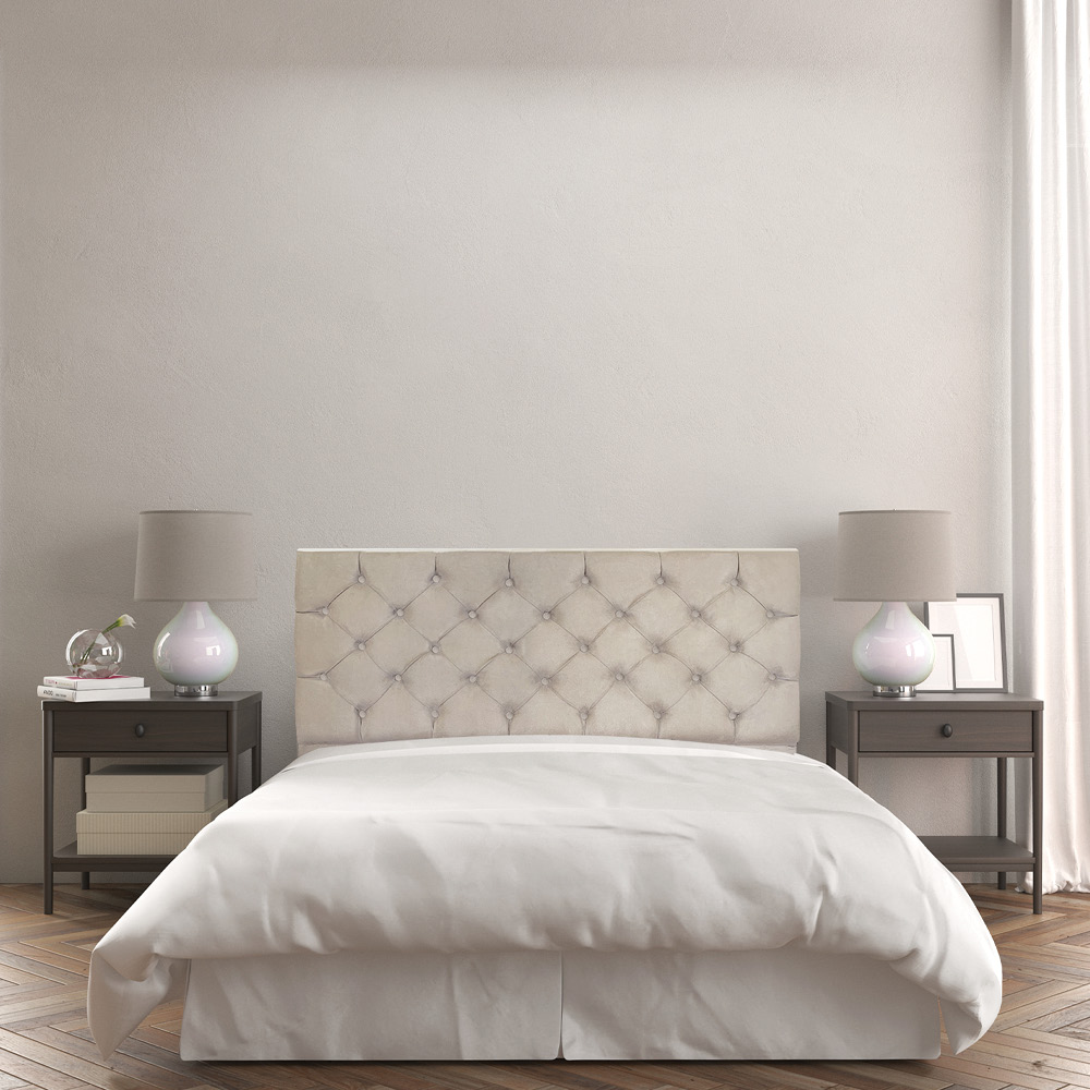 Cabeceira Capitonê King 1,95m Jade Suede Bege - Pallazio