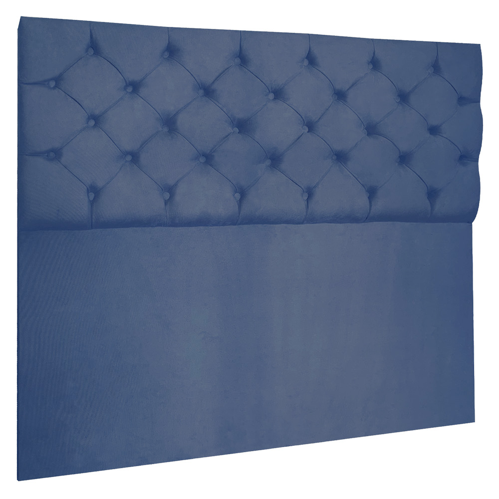 Cabeceira Capitonê Solteiro 0,90m Jade Suede Azul Marinho - Pallazio
