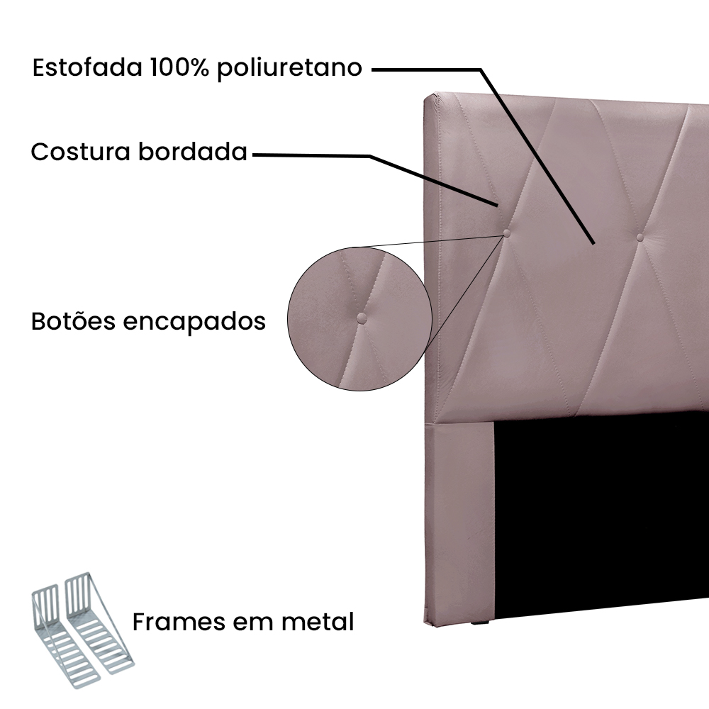 Cabeceira Casal 1,40m Aquilla Veludo Lilás - Pallazio