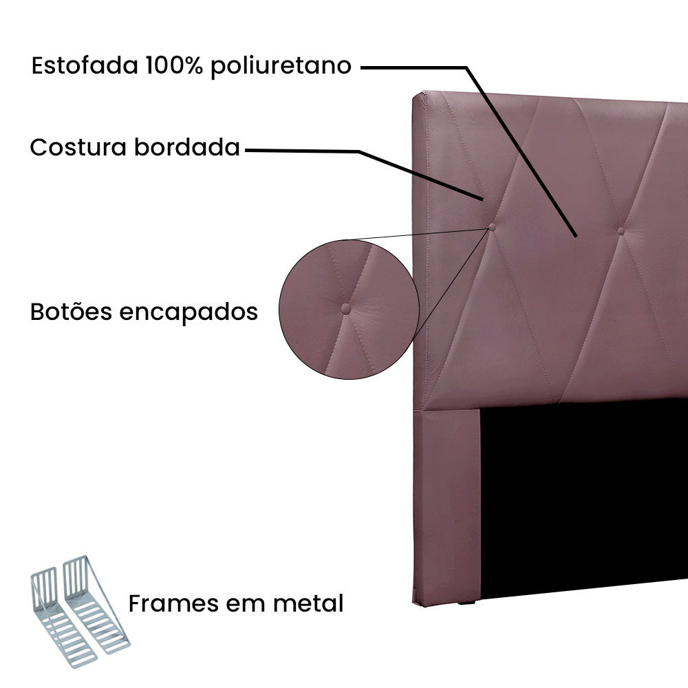 Cabeceira Casal 1,40m Aquilla Veludo Uva - Pallazio