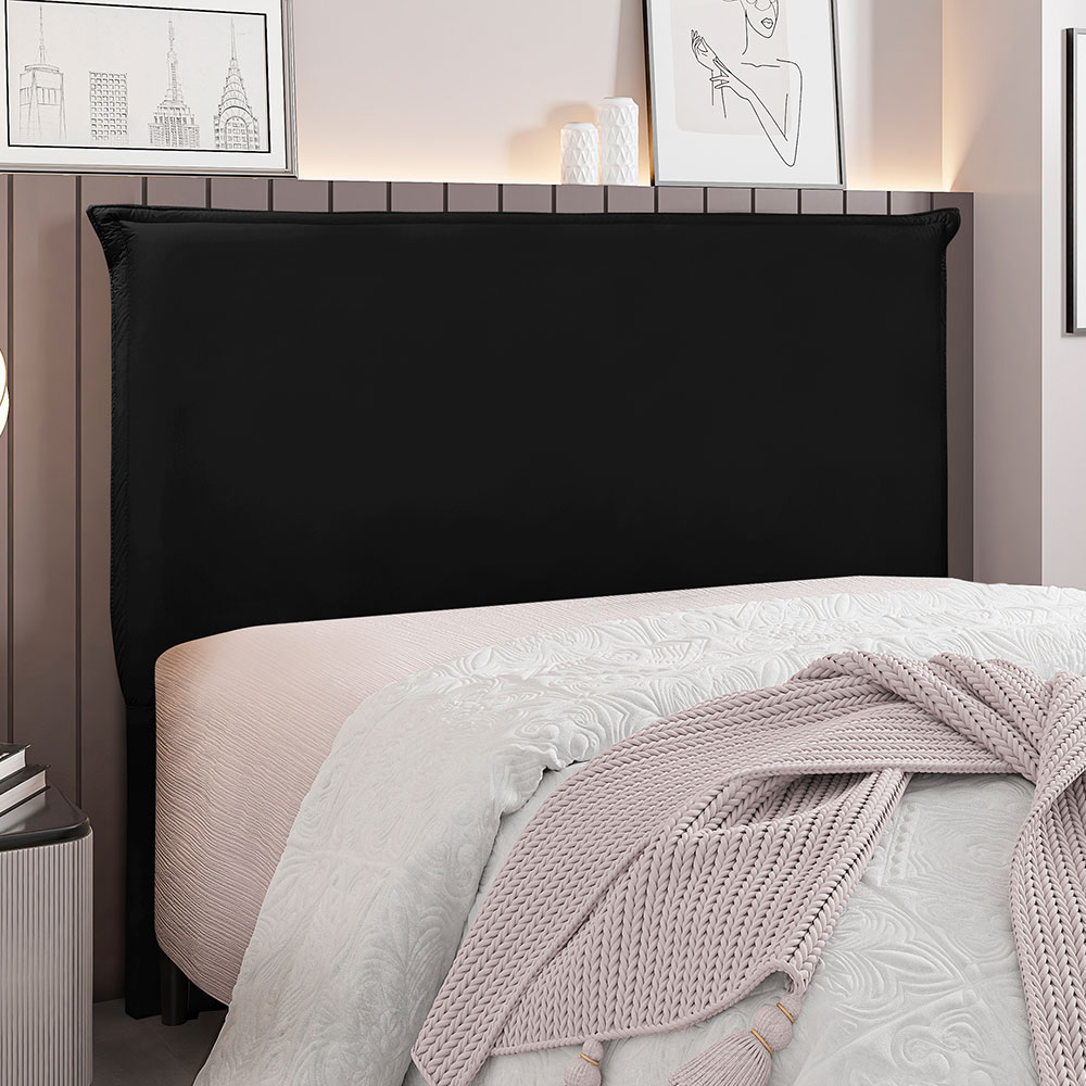 Cabeceira Casal 1,40m Barcelona Suede Preto - Pallazio