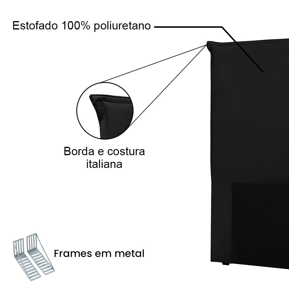 Cabeceira Casal 1,40m Barcelona Suede Preto - Pallazio