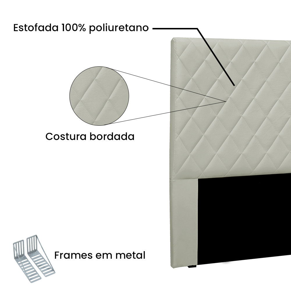 Cabeceira Casal 1,40m Esmeralda Veludo Cinza Prata - Pallazio