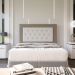 Cabeceira Casal 1,40m Havana Suede Bege com Corino Branco - Pallazio