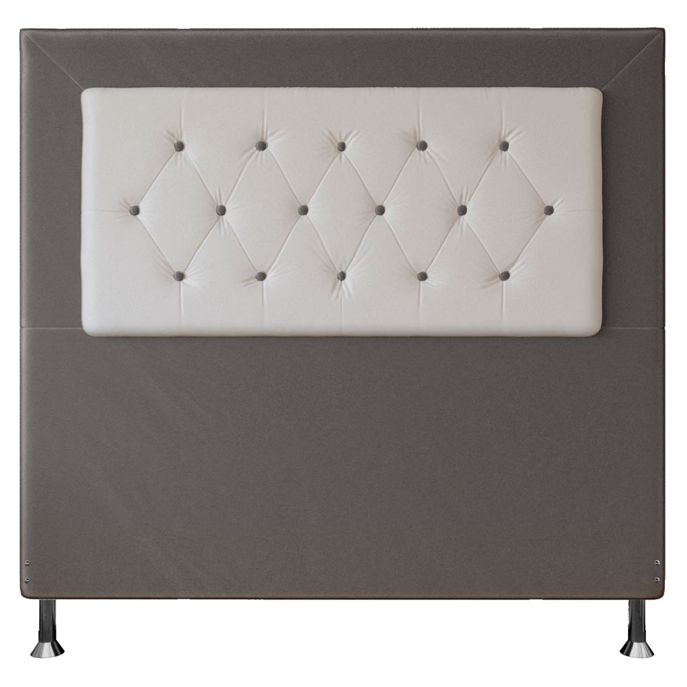 Cabeceira Casal 1,40m Havana Suede Cinza com Corino Branco - Pallazio