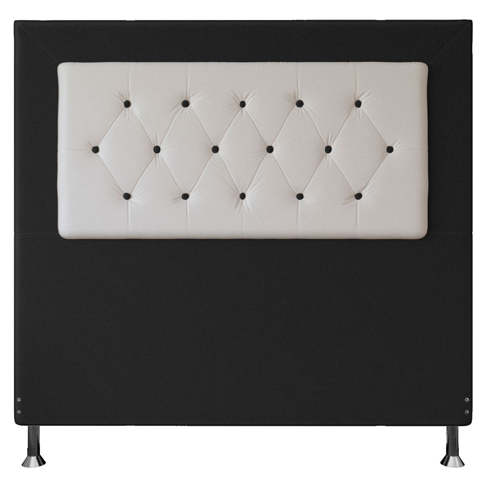 Cabeceira Casal 1,40m Havana Suede Preto com Corino Branco - Pallazio